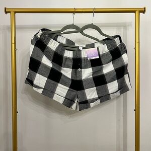 NWT black and white checkered pajama shorts